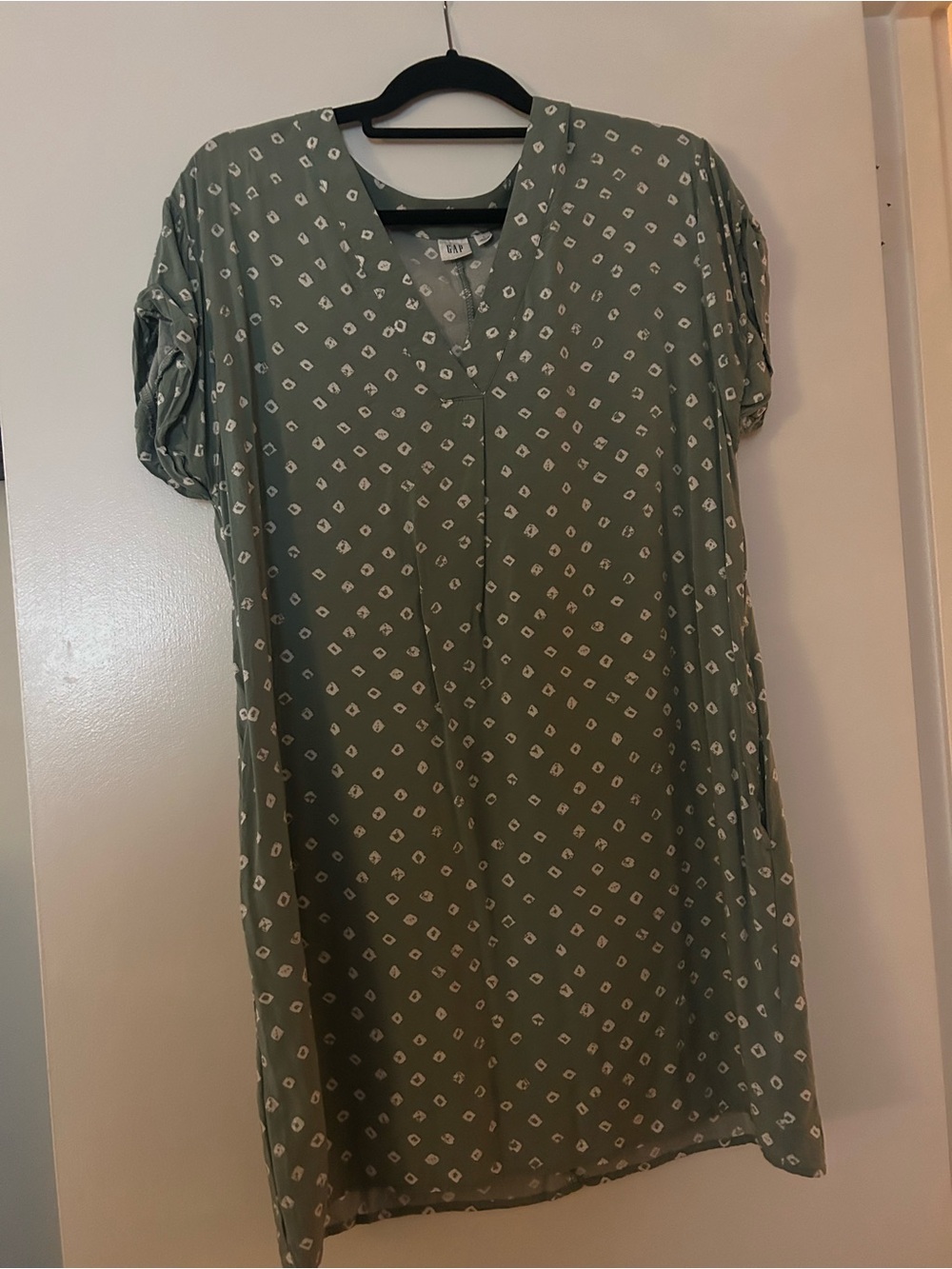 GAP Olive Green Printed Midi Shift Dress